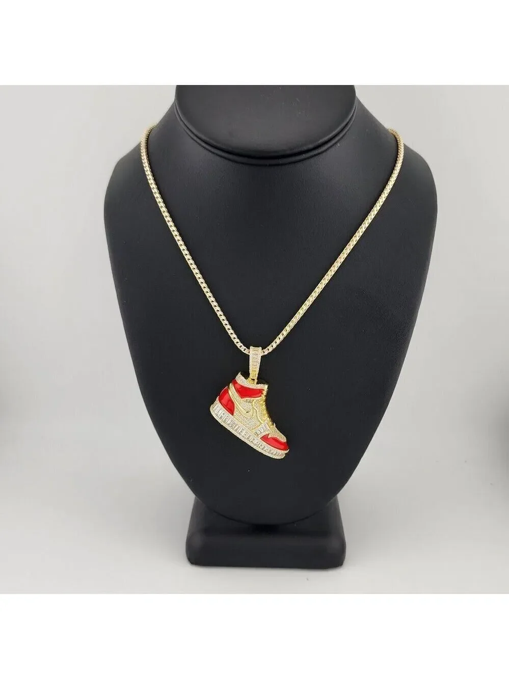 Brand New Sterling Silver 925 Red Cz Sneaker Necklace